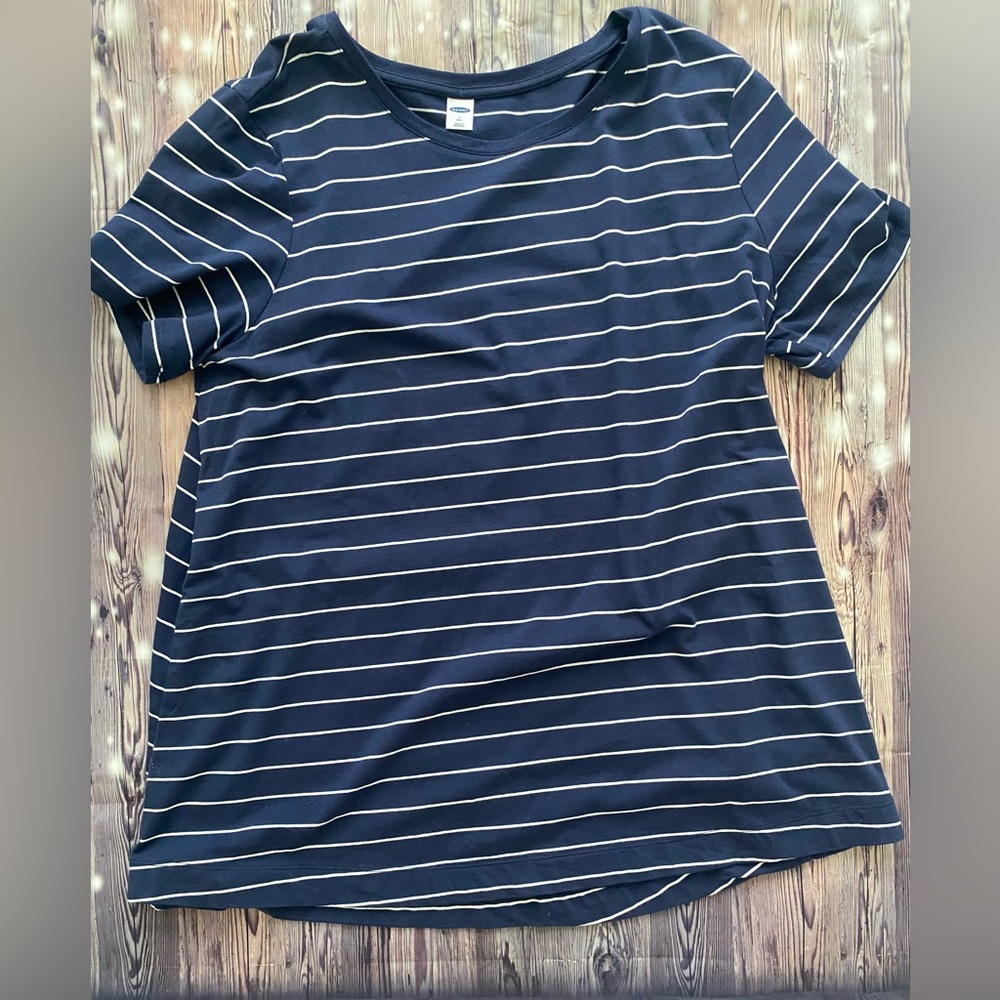 Navy and White Striped Top